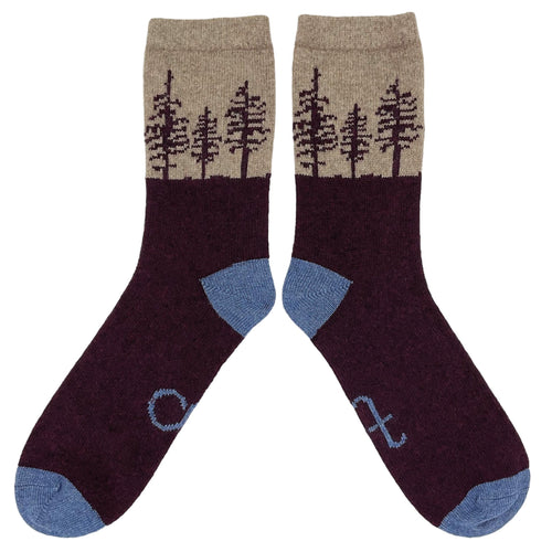 Men's Soft Lambswool Ankle Socks - Aniseed Forest