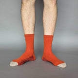 Men's Orange Striped Sole Lambswool Ankle Socks