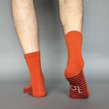 Men's Orange Striped Sole Lambswool Ankle Socks