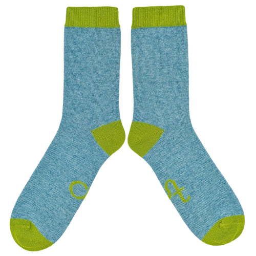 Men's Soft Lambswool Ankle Socks - Plain Jade & Lime