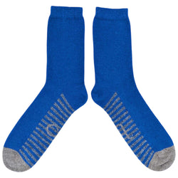 Men's Blue Striped Sole Lambswool Ankle Socks