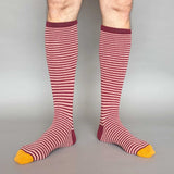 Men's Plum & Pink Stripe Lambswool Knee Socks