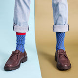 Men's Organic Cotton Ankle Socks -  Blue Zig-Zag Pattern