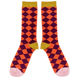 Men's Red Diamonds Organic Cotton Ankle Socks