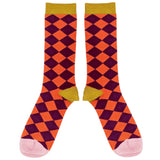 Men's Red Diamonds Organic Cotton Ankle Socks