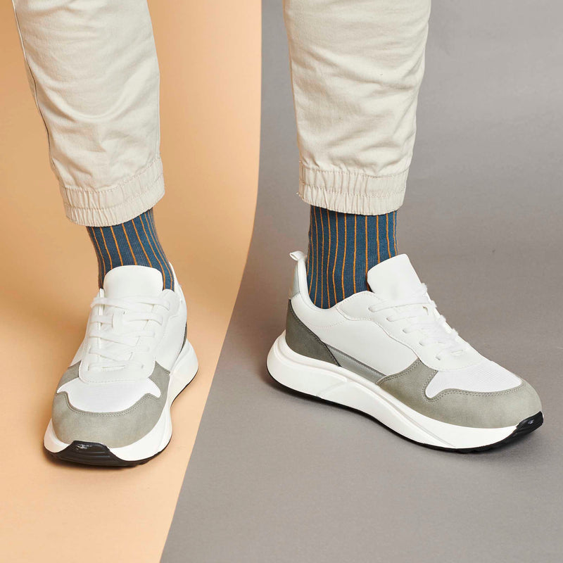 Men's Teal & Ginger Pinstripe Organic Cotton Ankle Socks