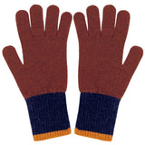 Men's Lambswool Gloves - Dark Red & Navy Colour Block