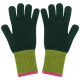 Men's Lambswool Gloves - Dark & Pea Green Colour Block