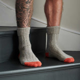 Unisex Grey & Orange Recycled Silk Blend Chunky Socks