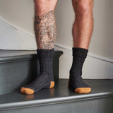 Unisex Navy & Mustard  Recycled Silk Blend Chunky Socks