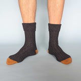 Unisex Navy & Mustard  Recycled Silk Blend Chunky Socks