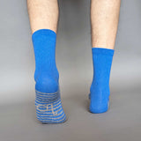 Men's Blue Striped Sole Lambswool Ankle Socks
