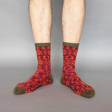 Men's Plum & Orange Fair Isle Lambswool Ankle Socks