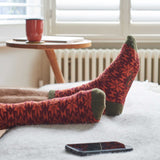 Men's Plum & Orange Fair Isle Lambswool Ankle Socks