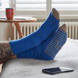 Men's Blue Striped Sole Lambswool Ankle Socks