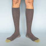 Men's Grey Striped Sole  Lambswool Knee Socks