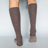 Men's Grey Striped Sole  Lambswool Knee Socks