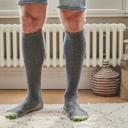 Men's Grey Striped Sole  Lambswool Knee Socks