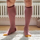 Men's Plum & Pink Stripe Lambswool Knee Socks