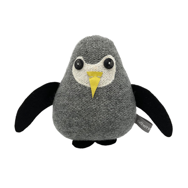 Soft Knitted Grey Penguin Chick With Lavender
