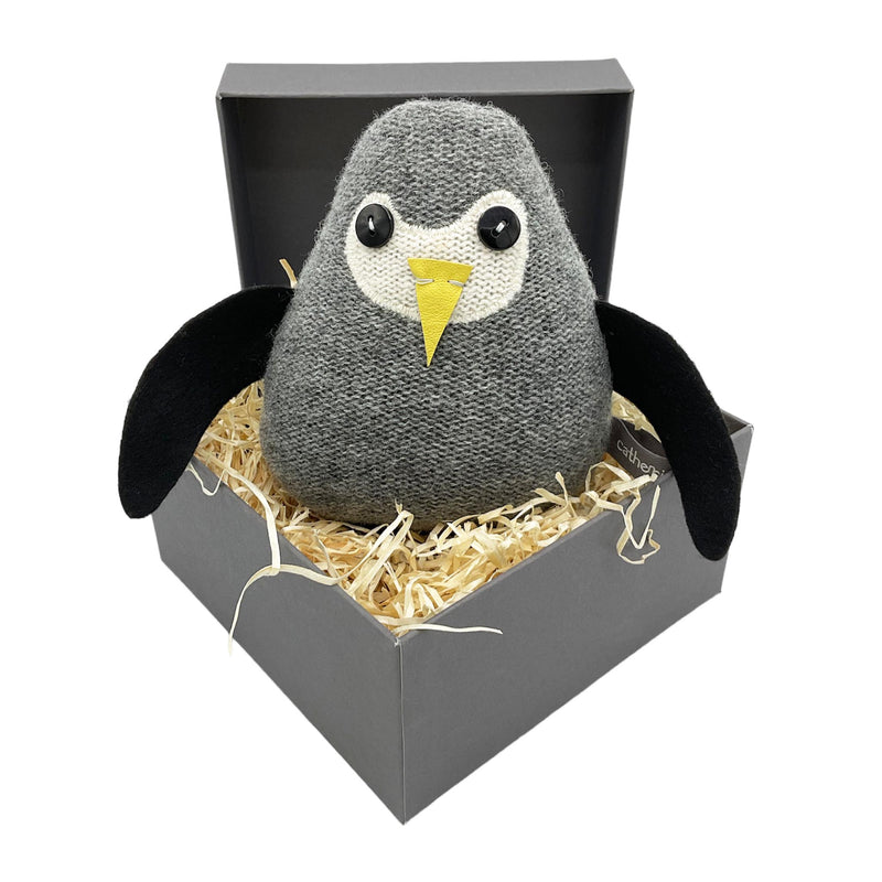 hand made Soft Knitted Grey Penguin Chick filled With Lavender