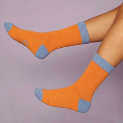 Women's Apricot & Baby Blue Lambswool Ankle Socks