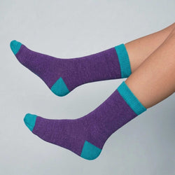 Women's Purple & Teal Lambswool Ankle Socks