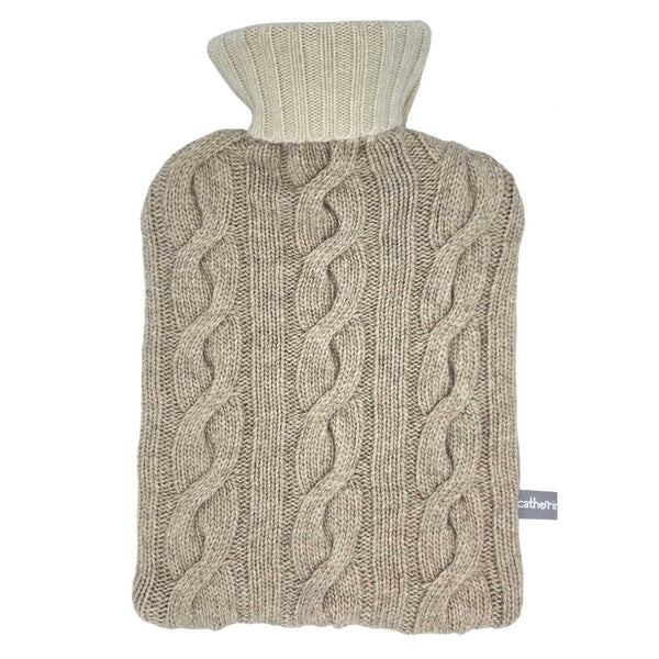 soft brown and oatmeal cashmere hot water bottle cover
