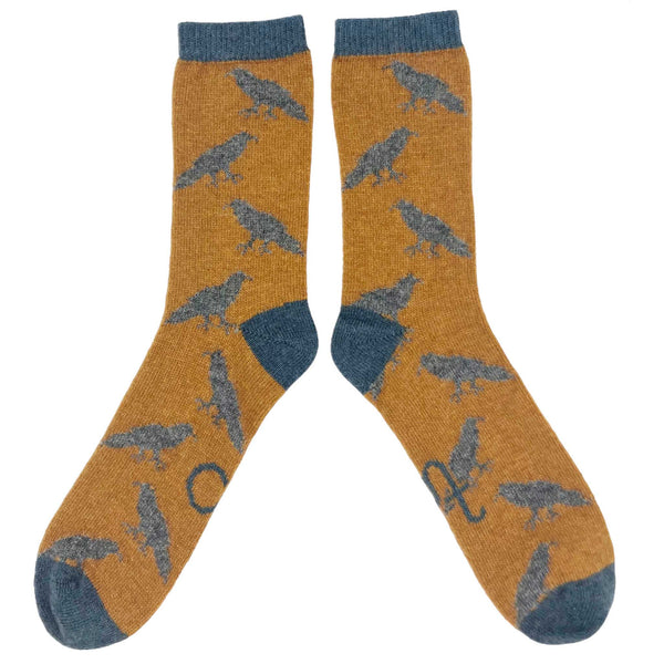 Men's Mustard Crow Lambswool Ankle Socks