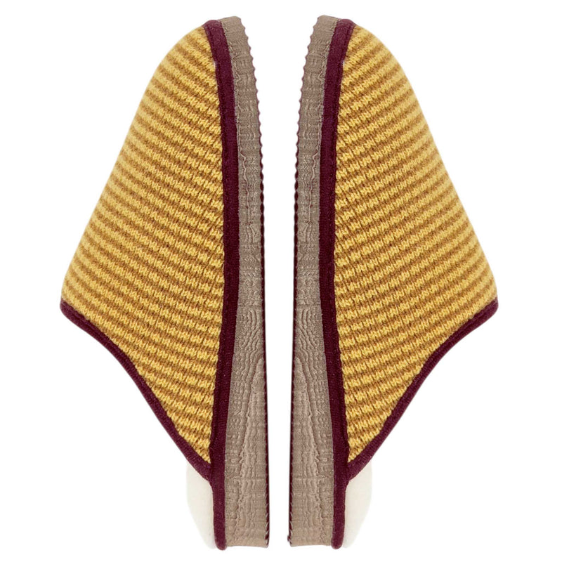Yellow Stripe Lambswool & Sheepskin Slippers