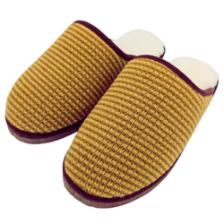 Yellow Stripe Lambswool & Sheepskin Slippers