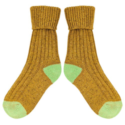 Unisex Mustard & Mint Recycled Silk Blend Chunky Socks