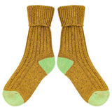 Unisex Mustard & Mint Recycled Silk Blend Chunky Socks