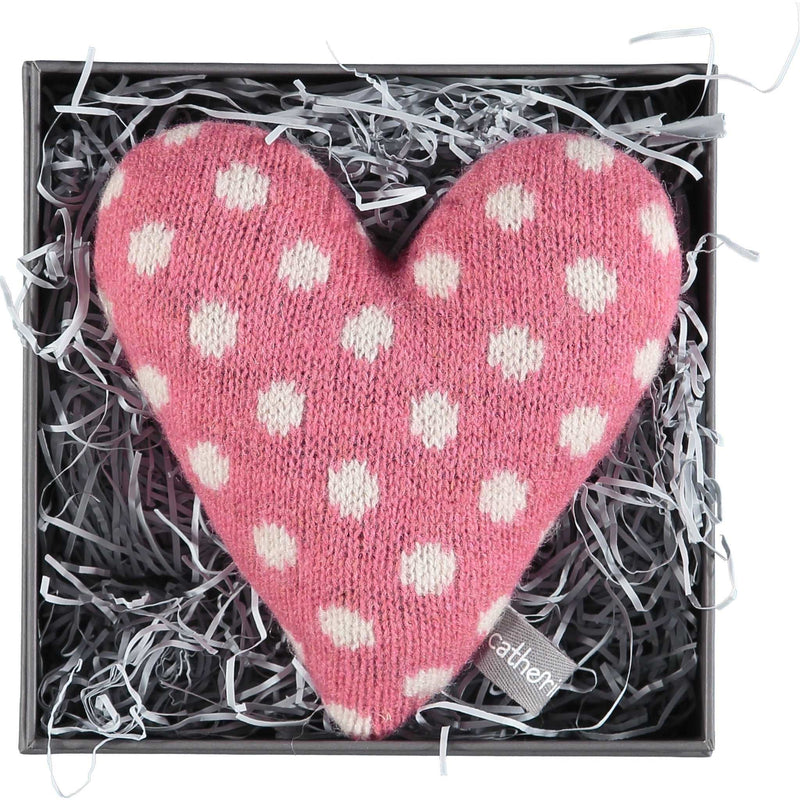 Knitted Polka Dot Pink Heart With Lavender