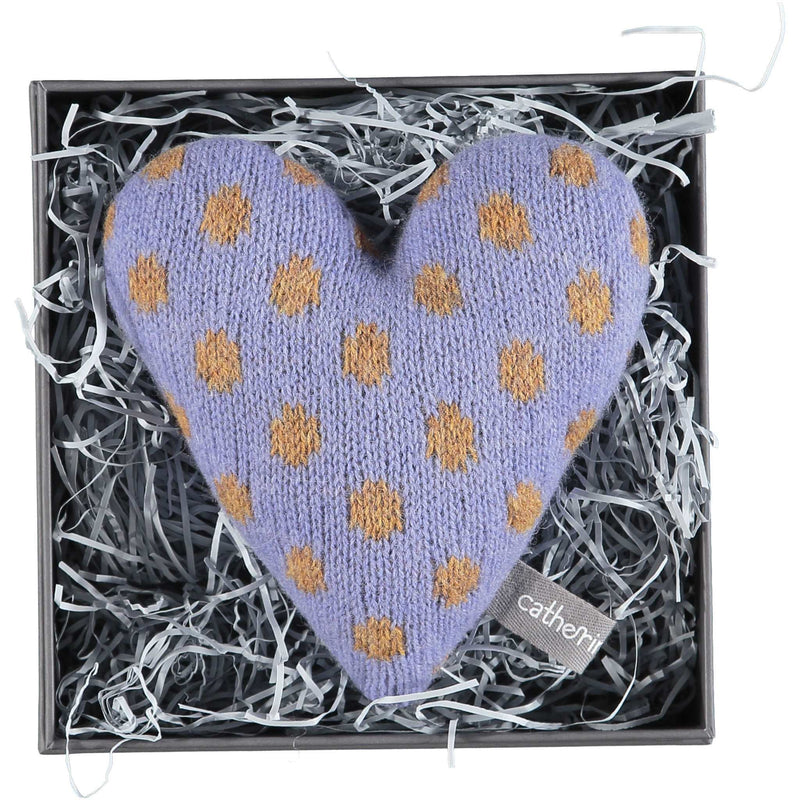 Knitted Polka Dot Purple Heart With Lavender
