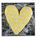 Knitted Polka Dot Yellow Heart With Lavender