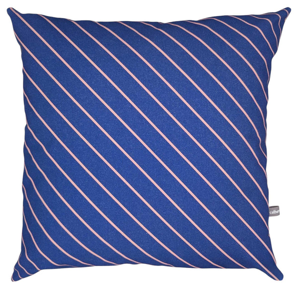 Pinstripe Navy & Pink Cotton Print Cushion