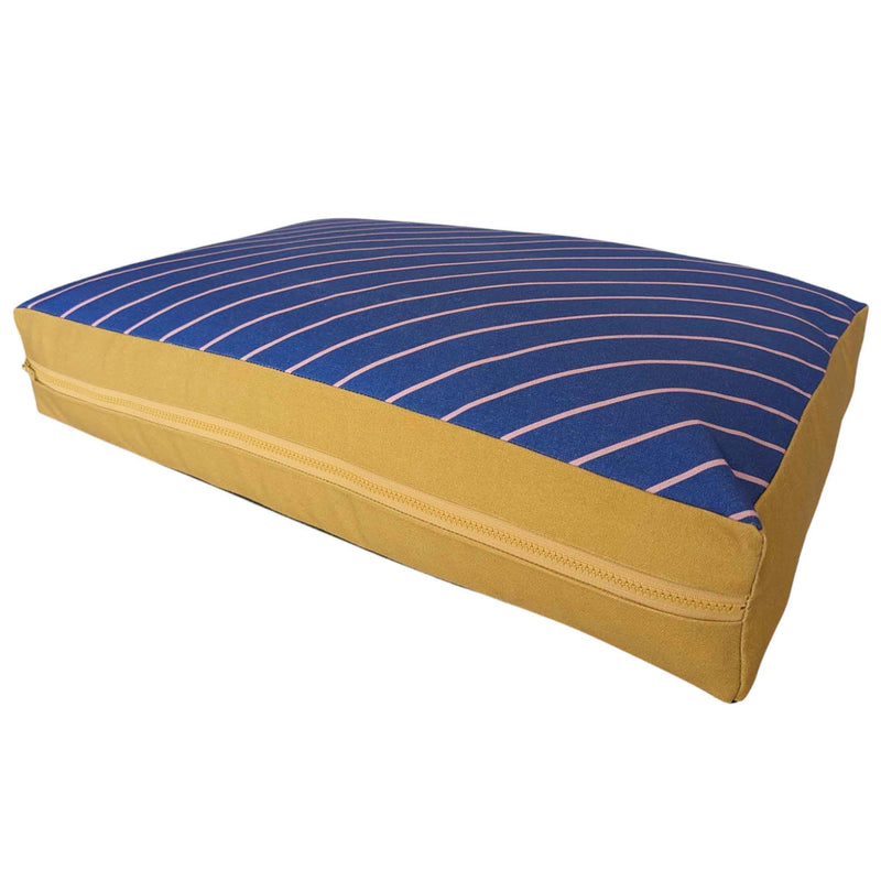 Dog Bed - Navy Pinstripe Printed Cotton