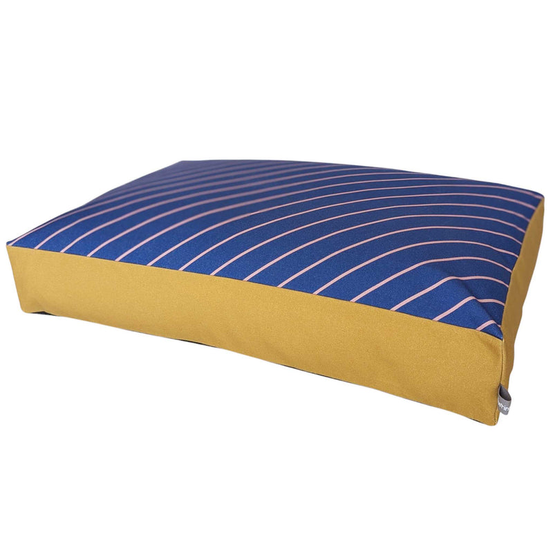 Dog Bed - Navy Pinstripe Printed Cotton