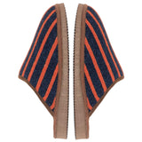 Navy & Orange Stripe Lambswool & Sheepskin Slippers