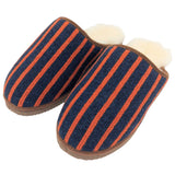 Navy & Orange Stripe Lambswool & Sheepskin Slippers