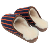 Navy & Orange Stripe Lambswool & Sheepskin Slippers
