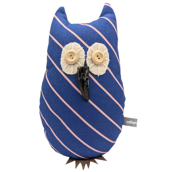 Navy Stripe Owl Doorstop With Lavender