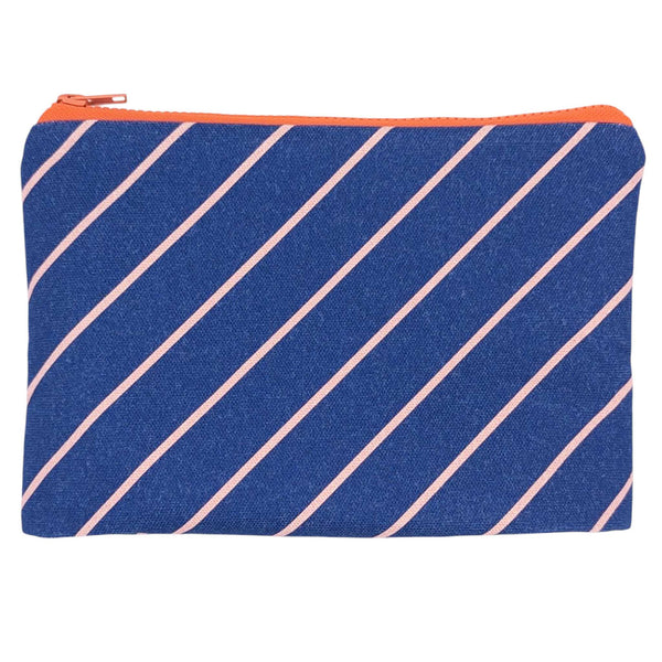 Navy Pin Stripe Cotton Pouch