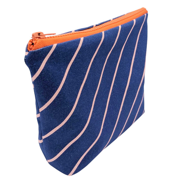 Navy Pin Stripe Cotton Pouch