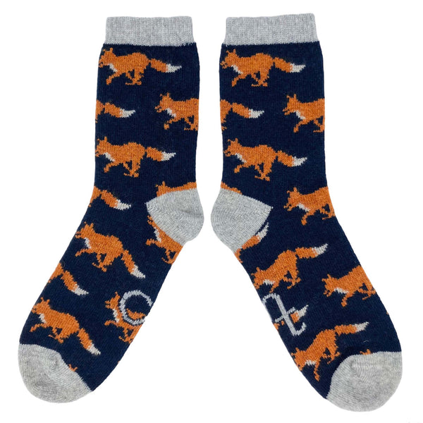 Ladies Midnight Fox Lambswool Ankle Socks