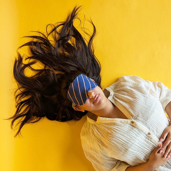 Navy Pinstripe Eye Mask