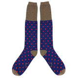 Men's Navy & Red Spot Lambswool Knee Socks