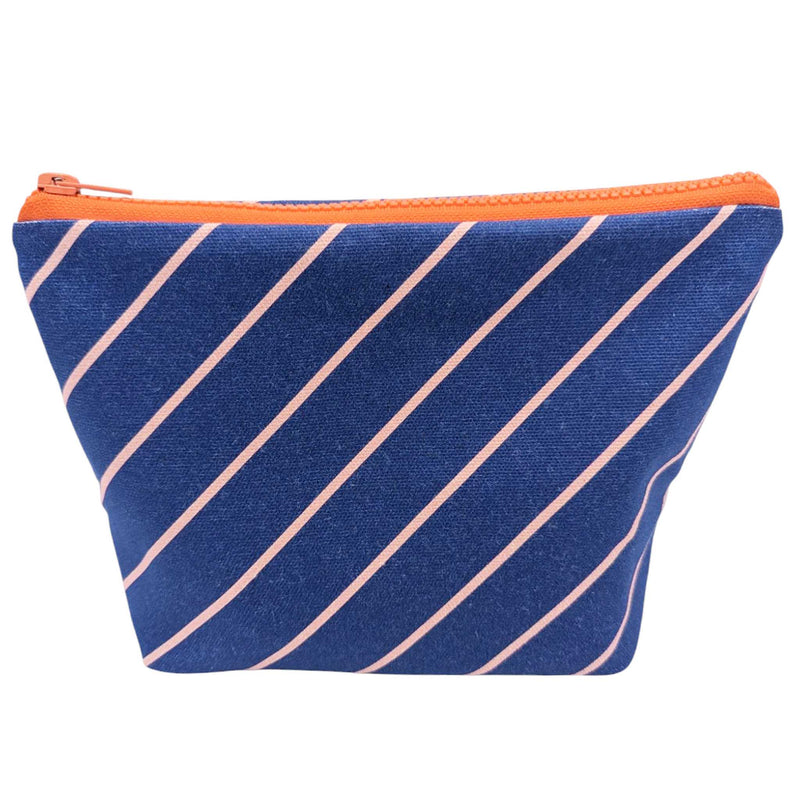 Navy Pin Stripe Cotton Pouch - Set of Two
