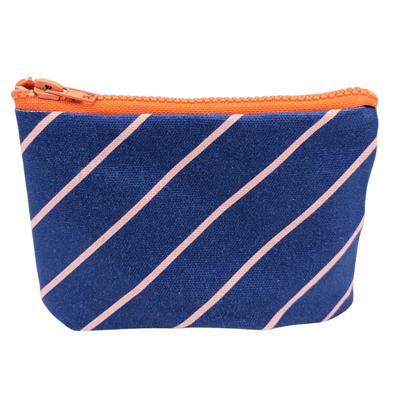 Navy Pinstripe Cotton Pouch - Set of Two